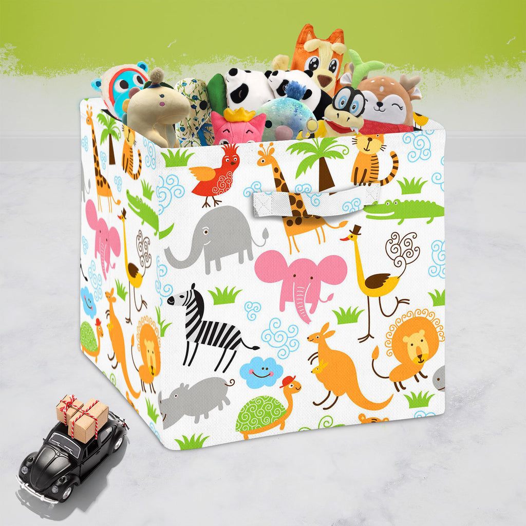 Cute Animals Foldable Open Storage Bin | Organizer Box, Toy Basket, Shelf Box, Laundry Bag | Canvas Fabric-Storage Bins-STR_BI_CB-IC 5007255 IC 5007255, African, Animals, Animated Cartoons, Baby, Birds, Black and White, Caricature, Cartoons, Children, Comedy, Comics, Drawing, Humor, Humour, Illustrations, Kids, Patterns, Signs, Signs and Symbols, Tropical, White, cute, foldable, open, storage, bin, organizer, box, toy, basket, shelf, laundry, bag, canvas, fabric, cartoon, zoo, animal, bonito, funny, zebra, 