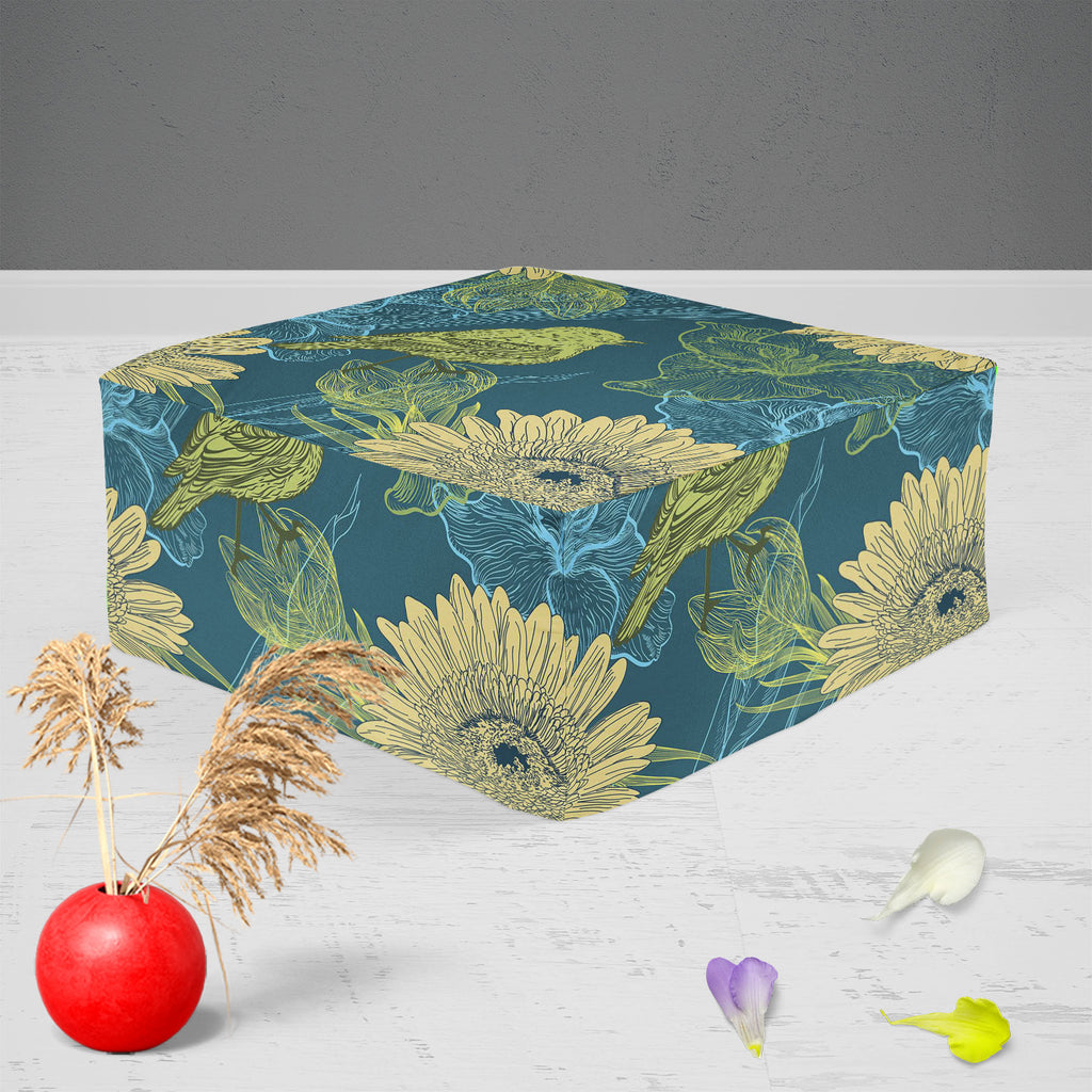 Handdrawn Birds Footstool Footrest Puffy Pouffe Ottoman Bean Bag | Canvas Fabric-Footstools-FST_CB_BN-IC 5007256 IC 5007256, Abstract Expressionism, Abstracts, Ancient, Animated Cartoons, Birds, Botanical, Caricature, Cartoons, Decorative, Digital, Digital Art, Fashion, Floral, Flowers, Graphic, Historical, Illustrations, Medieval, Nature, Patterns, Retro, Scenic, Semi Abstract, Signs, Signs and Symbols, Sketches, Vintage, Wildlife, handdrawn, footstool, footrest, puffy, pouffe, ottoman, bean, bag, canvas, 