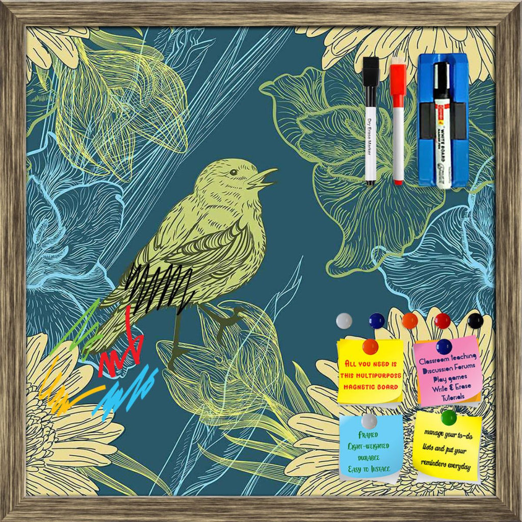 Handdrawn Birds Framed Magnetic Dry Erase Board | Combo with Magnet Buttons & Markers-Magnetic Boards Framed-MGB_FR-IC 5007256 IC 5007256, Abstract Expressionism, Abstracts, Ancient, Animated Cartoons, Birds, Botanical, Caricature, Cartoons, Decorative, Digital, Digital Art, Fashion, Floral, Flowers, Graphic, Historical, Illustrations, Medieval, Nature, Patterns, Retro, Scenic, Semi Abstract, Signs, Signs and Symbols, Sketches, Vintage, Wildlife, handdrawn, framed, magnetic, dry, erase, board, printed, whit