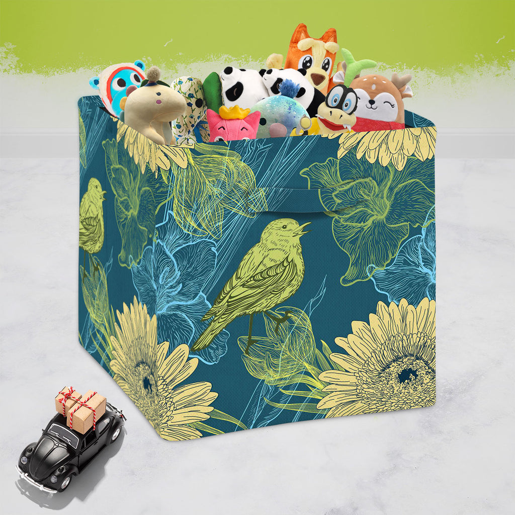 Handdrawn Birds Foldable Open Storage Bin | Organizer Box, Toy Basket, Shelf Box, Laundry Bag | Canvas Fabric-Storage Bins-STR_BI_CB-IC 5007256 IC 5007256, Abstract Expressionism, Abstracts, Ancient, Animated Cartoons, Birds, Botanical, Caricature, Cartoons, Decorative, Digital, Digital Art, Fashion, Floral, Flowers, Graphic, Historical, Illustrations, Medieval, Nature, Patterns, Retro, Scenic, Semi Abstract, Signs, Signs and Symbols, Sketches, Vintage, Wildlife, handdrawn, foldable, open, storage, bin, org
