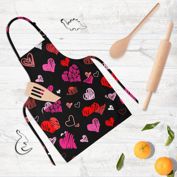 Love Heart Apron | Adjustable, Free Size & Waist Tiebacks-Aprons Neck to Knee-APR_NK_KN-IC 5007262 IC 5007262, Abstract Expressionism, Abstracts, Ancient, Art and Paintings, Black, Black and White, Culture, Ethnic, Hand Drawn, Hearts, Historical, Holidays, Icons, Illustrations, Love, Medieval, Modern Art, Patterns, Retro, Romance, Semi Abstract, Signs, Signs and Symbols, Sketches, Symbols, Traditional, Tribal, Vintage, Wedding, World Culture, heart, full-length, neck, to, knee, apron, poly-cotton, fabric, a
