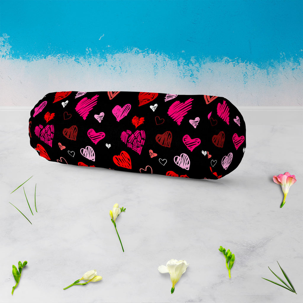 Love Heart Bolster Cover Booster Cases | Concealed Zipper Opening-Bolster Covers-BOL_CV_ZP-IC 5007262 IC 5007262, Abstract Expressionism, Abstracts, Ancient, Art and Paintings, Black, Black and White, Culture, Ethnic, Hand Drawn, Hearts, Historical, Holidays, Icons, Illustrations, Love, Medieval, Modern Art, Patterns, Retro, Romance, Semi Abstract, Signs, Signs and Symbols, Sketches, Symbols, Traditional, Tribal, Vintage, Wedding, World Culture, heart, bolster, cover, booster, cases, concealed, zipper, open