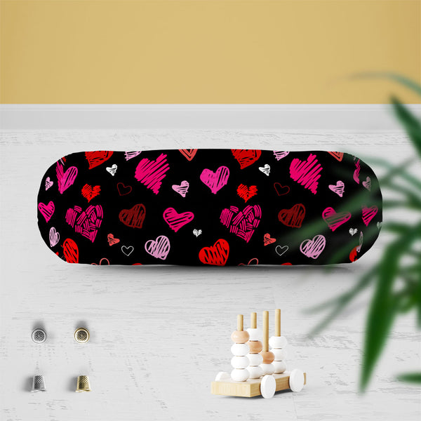 Love Heart Bolster Cover Booster Cases | Concealed Zipper Opening-Bolster Covers-BOL_CV_ZP-IC 5007262 IC 5007262, Abstract Expressionism, Abstracts, Ancient, Art and Paintings, Black, Black and White, Culture, Ethnic, Hand Drawn, Hearts, Historical, Holidays, Icons, Illustrations, Love, Medieval, Modern Art, Patterns, Retro, Romance, Semi Abstract, Signs, Signs and Symbols, Sketches, Symbols, Traditional, Tribal, Vintage, Wedding, World Culture, heart, bolster, cover, booster, cases, zipper, opening, poly, 