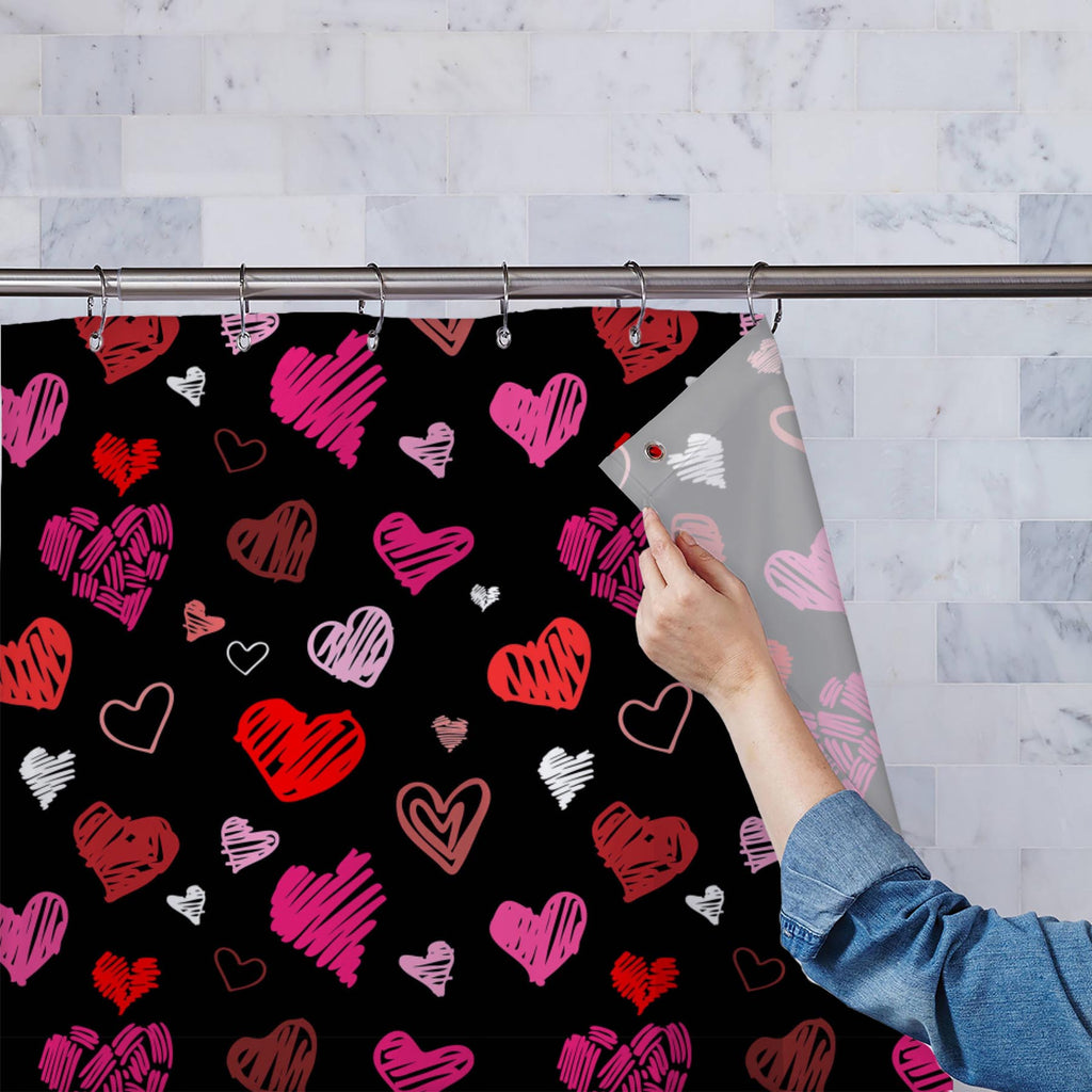 Love Heart Washable Waterproof Shower Curtain-Shower Curtains-CUR_SH-IC 5007262 IC 5007262, Abstract Expressionism, Abstracts, Ancient, Art and Paintings, Black, Black and White, Culture, Ethnic, Hand Drawn, Hearts, Historical, Holidays, Icons, Illustrations, Love, Medieval, Modern Art, Patterns, Retro, Romance, Semi Abstract, Signs, Signs and Symbols, Sketches, Symbols, Traditional, Tribal, Vintage, Wedding, World Culture, heart, washable, waterproof, shower, curtain, pattern, romantic, corazon, art, artis