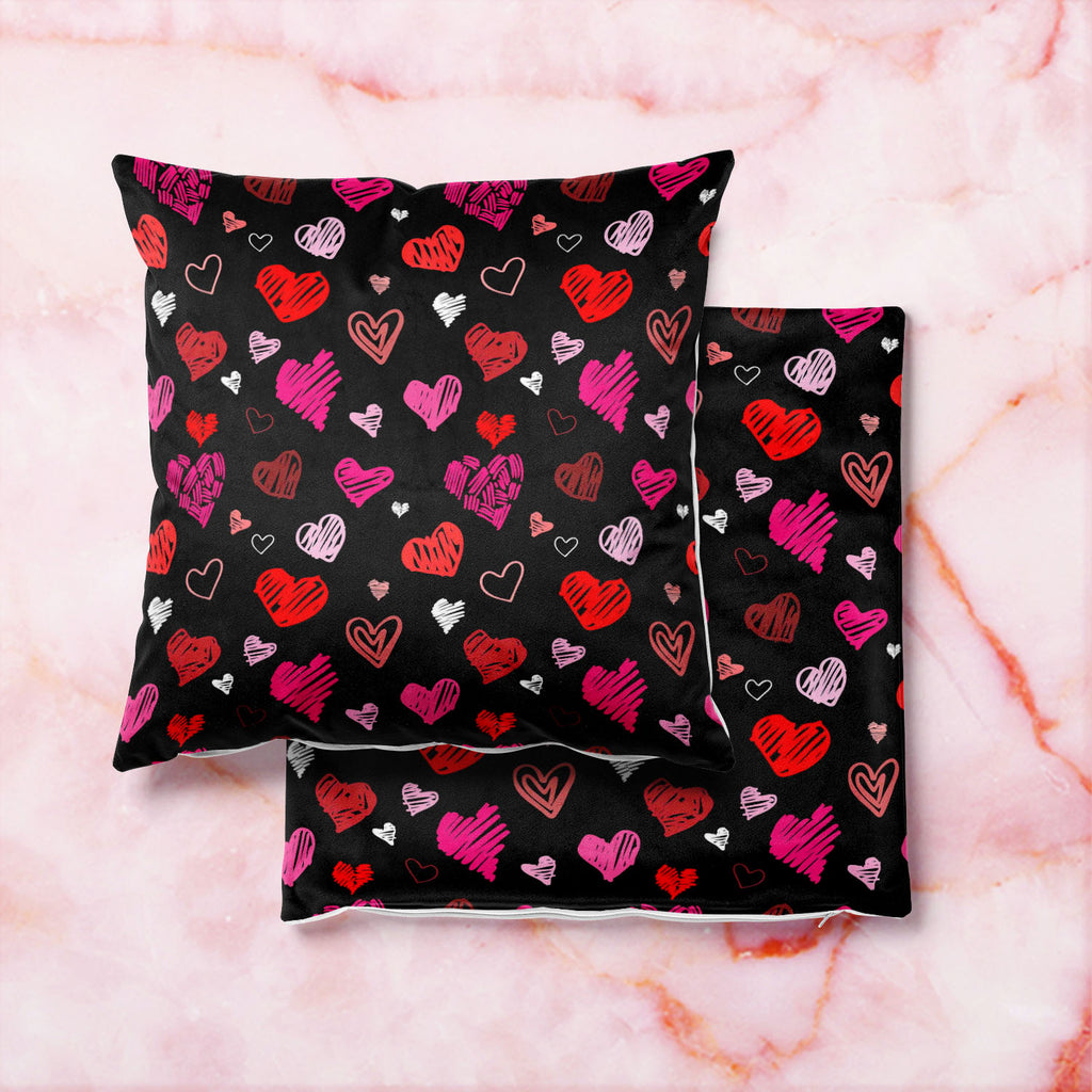 Love Heart Cushion Cover Throw Pillow-Cushion Covers-CUS_CV-IC 5007262 IC 5007262, Abstract Expressionism, Abstracts, Ancient, Art and Paintings, Black, Black and White, Culture, Ethnic, Hand Drawn, Hearts, Historical, Holidays, Icons, Illustrations, Love, Medieval, Modern Art, Patterns, Retro, Romance, Semi Abstract, Signs, Signs and Symbols, Sketches, Symbols, Traditional, Tribal, Vintage, Wedding, World Culture, heart, cushion, cover, throw, pillow, pattern, romantic, corazon, art, artistic, background, 