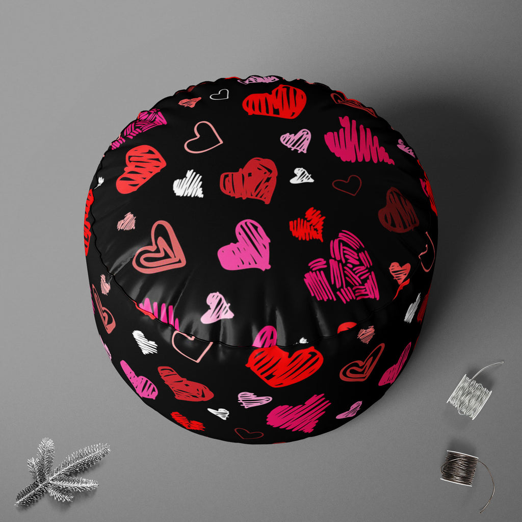 Love Heart Footstool Footrest Puffy Pouffe Ottoman Bean Bag | Canvas Fabric-Footstools-FST_CB_BN-IC 5007262 IC 5007262, Abstract Expressionism, Abstracts, Ancient, Art and Paintings, Black, Black and White, Culture, Ethnic, Hand Drawn, Hearts, Historical, Holidays, Icons, Illustrations, Love, Medieval, Modern Art, Patterns, Retro, Romance, Semi Abstract, Signs, Signs and Symbols, Sketches, Symbols, Traditional, Tribal, Vintage, Wedding, World Culture, heart, footstool, footrest, puffy, pouffe, ottoman, bean