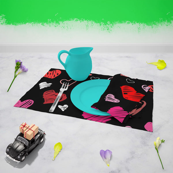Love Heart Table Napkin-Table Napkins-NAP_TB-IC 5007262 IC 5007262, Abstract Expressionism, Abstracts, Ancient, Art and Paintings, Black, Black and White, Culture, Ethnic, Hand Drawn, Hearts, Historical, Holidays, Icons, Illustrations, Love, Medieval, Modern Art, Patterns, Retro, Romance, Semi Abstract, Signs, Signs and Symbols, Sketches, Symbols, Traditional, Tribal, Vintage, Wedding, World Culture, heart, table, napkin, for, dining, center, poly, cotton, fabric, pattern, romantic, corazon, art, artistic, 