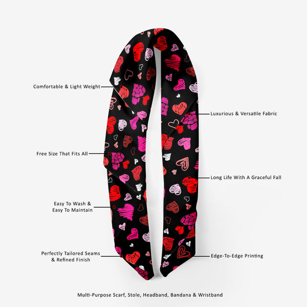 Love Heart Printed Scarf | Neckwear Balaclava | Girls & Women | Soft Poly Fabric-Scarfs Basic-SCF_FB_BS-IC 5007262 IC 5007262, Abstract Expressionism, Abstracts, Ancient, Art and Paintings, Black, Black and White, Culture, Ethnic, Hand Drawn, Hearts, Historical, Holidays, Icons, Illustrations, Love, Medieval, Modern Art, Patterns, Retro, Romance, Semi Abstract, Signs, Signs and Symbols, Sketches, Symbols, Traditional, Tribal, Vintage, Wedding, World Culture, heart, printed, scarf, neckwear, balaclava, girls