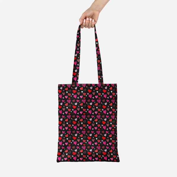ArtzFolio Love Heart Tote Bag Shoulder Purse | Multipurpose-Tote Bags Basic-AZ5007262TOT_RF-IC 5007262 IC 5007262, Abstract Expressionism, Abstracts, Ancient, Art and Paintings, Black, Black and White, Culture, Ethnic, Hand Drawn, Hearts, Historical, Holidays, Icons, Illustrations, Love, Medieval, Modern Art, Patterns, Retro, Romance, Semi Abstract, Signs, Signs and Symbols, Sketches, Symbols, Traditional, Tribal, Vintage, Wedding, World Culture, heart, canvas, tote, bag, shoulder, purse, multipurpose, patt