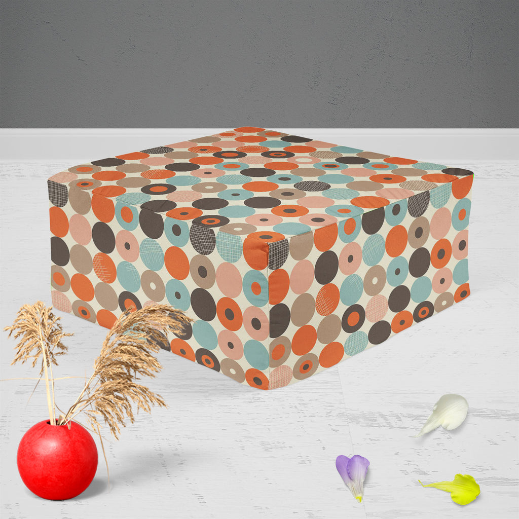 Abstract Retro D2 Footstool Footrest Puffy Pouffe Ottoman Bean Bag | Canvas Fabric - Footstools - ArtzFolio.com