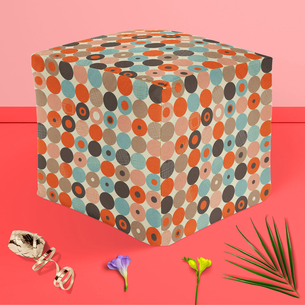 Abstract Retro D2 Footstool Footrest Puffy Pouffe Ottoman Bean Bag | Canvas Fabric - Footstools - ArtzFolio.com