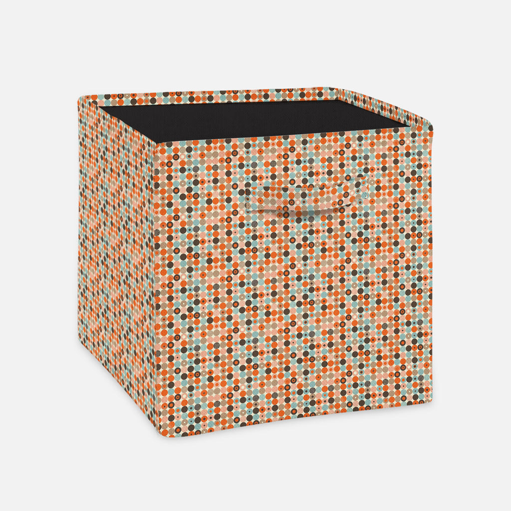 Abstract Retro Foldable Open Storage Bin | Organizer Box, Toy Basket, Shelf Box, Laundry Bag | Canvas Fabric - Storage Bins - ArtzFolio.com