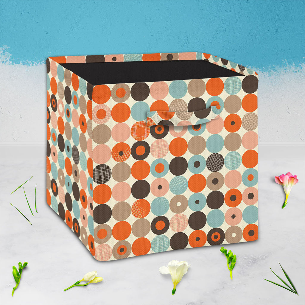 Abstract Retro D2 Foldable Open Storage Bin | Organizer Box, Toy Basket, Shelf Box, Laundry Bag | Canvas Fabric - Storage Bins - ArtzFolio.com