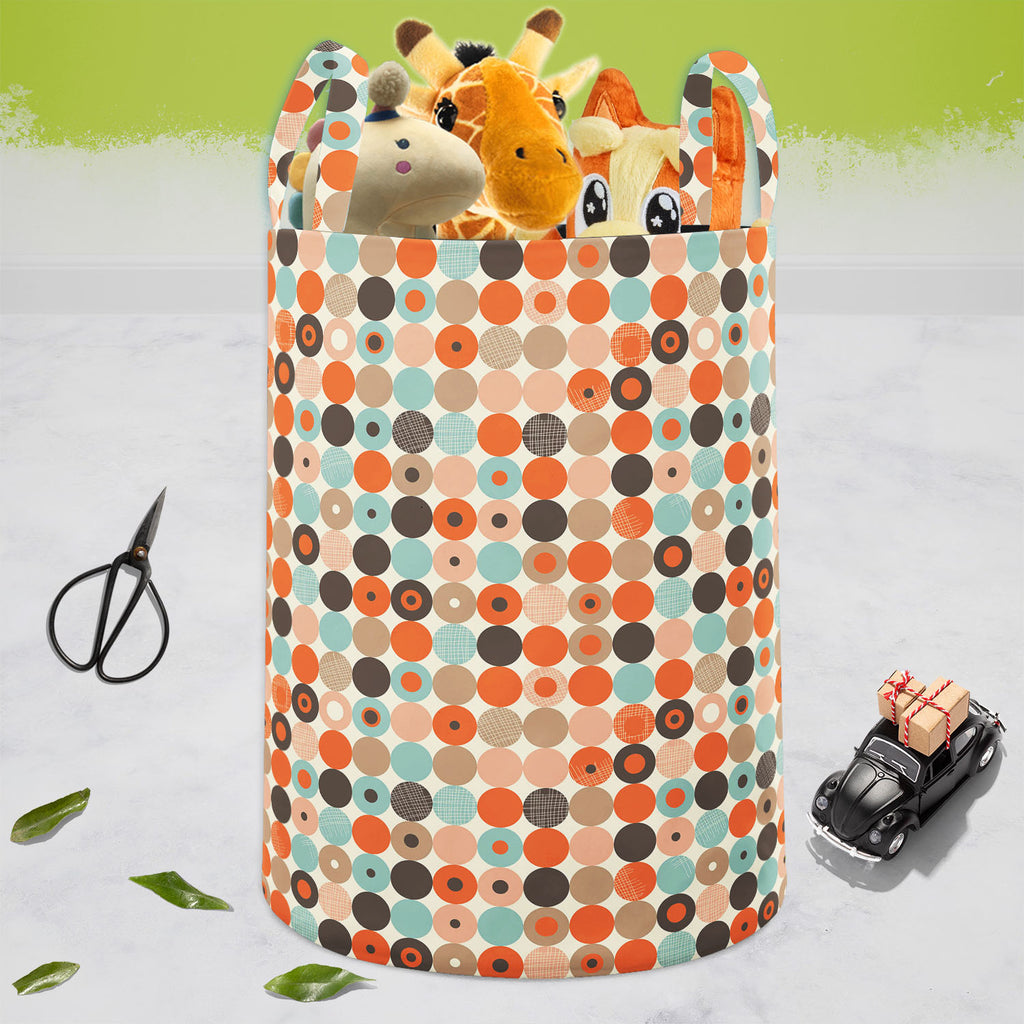 Abstract Retro D2 Foldable Open Storage Bin | Organizer Box, Toy Basket, Shelf Box, Laundry Bag | Canvas Fabric - Storage Bins - ArtzFolio.com