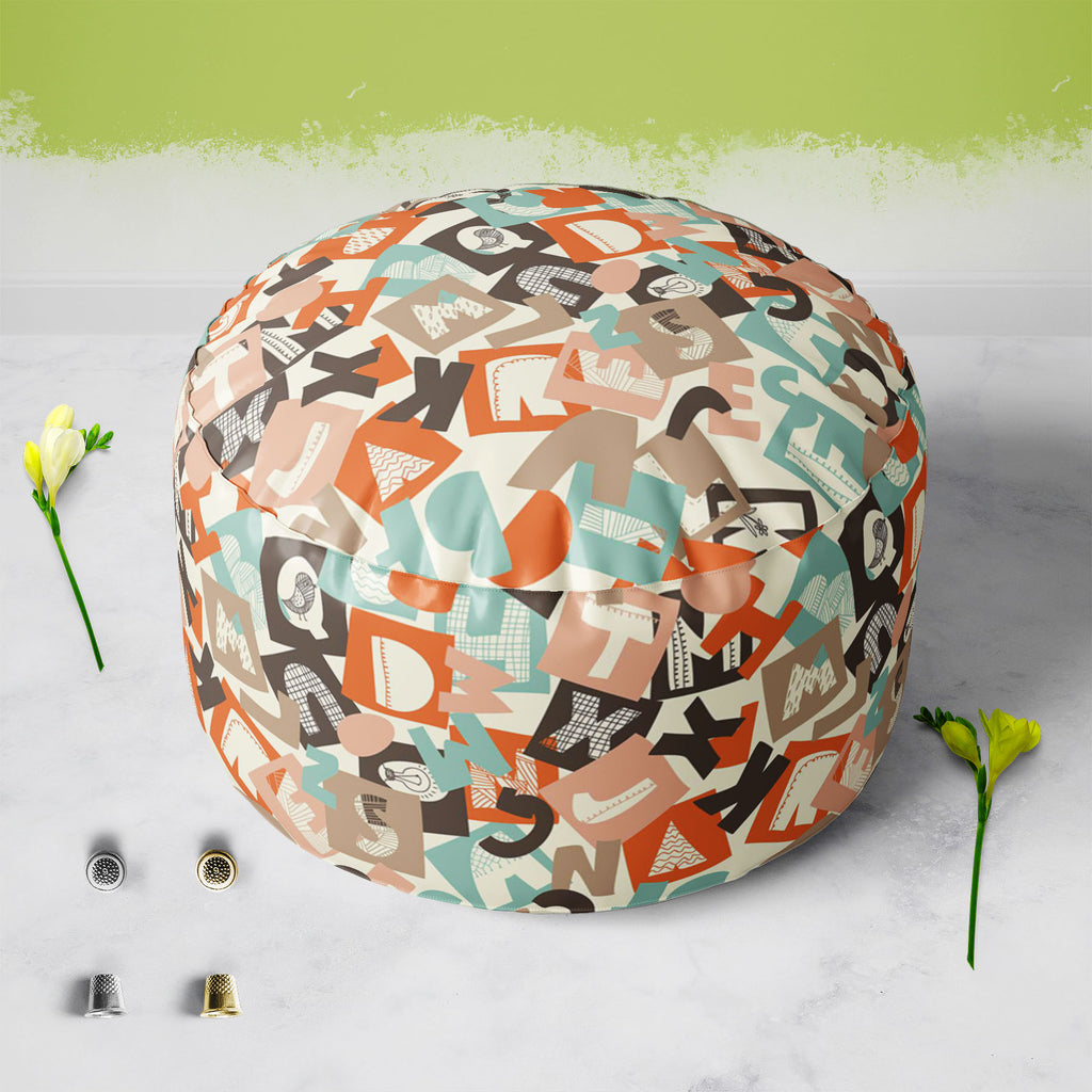 Alphabet Footstool Footrest Puffy Pouffe Ottoman Bean Bag | Canvas Fabric-Footstools-FST_CB_BN-IC 5007265 IC 5007265, Abstract Expressionism, Abstracts, Alphabets, Ancient, Art and Paintings, Black, Black and White, Calligraphy, Decorative, Digital, Digital Art, Drawing, Education, English, Graffiti, Graphic, Historical, Illustrations, Medieval, Patterns, Retro, Schools, Semi Abstract, Signs, Signs and Symbols, Sketches, Symbols, Text, Typography, Universities, Vintage, White, alphabet, footstool, footrest,