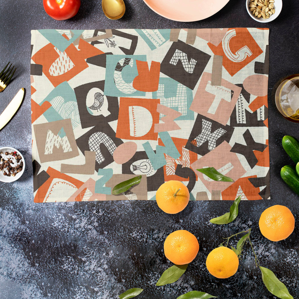 Alphabet Table Mat Placemat-Table Place Mats Fabric-MAT_TB-IC 5007265 IC 5007265, Abstract Expressionism, Abstracts, Alphabets, Ancient, Art and Paintings, Black, Black and White, Calligraphy, Decorative, Digital, Digital Art, Drawing, Education, English, Graffiti, Graphic, Historical, Illustrations, Medieval, Patterns, Retro, Schools, Semi Abstract, Signs, Signs and Symbols, Sketches, Symbols, Text, Typography, Universities, Vintage, White, alphabet, table, mat, placemat, abc, abstract, art, artistic, back