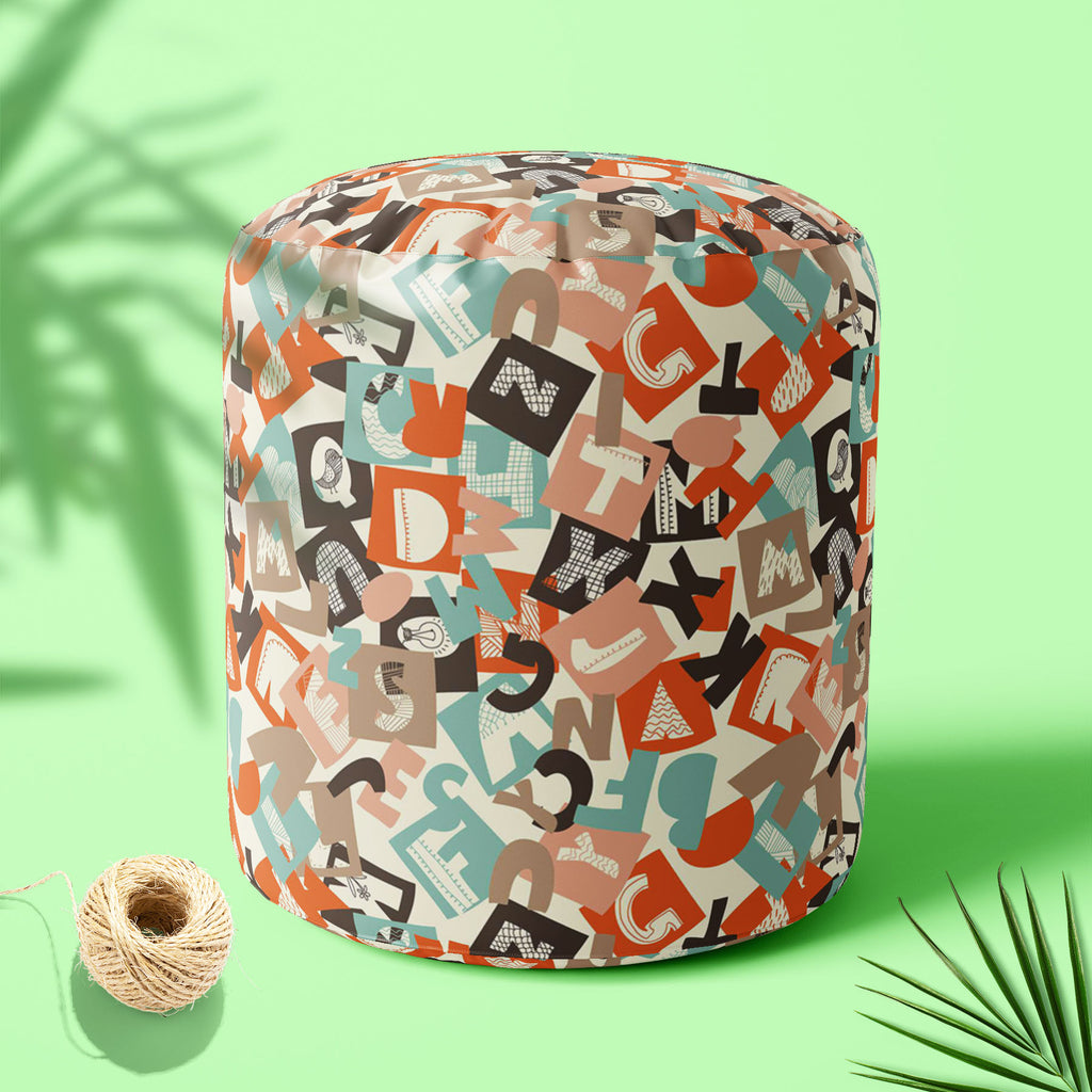 Alphabet Footstool Footrest Puffy Pouffe Ottoman Bean Bag | Canvas Fabric-Footstools-FST_CB_BN-IC 5007265 IC 5007265, Abstract Expressionism, Abstracts, Alphabets, Ancient, Art and Paintings, Black, Black and White, Calligraphy, Decorative, Digital, Digital Art, Drawing, Education, English, Graffiti, Graphic, Historical, Illustrations, Medieval, Patterns, Retro, Schools, Semi Abstract, Signs, Signs and Symbols, Sketches, Symbols, Text, Typography, Universities, Vintage, White, alphabet, footstool, footrest,