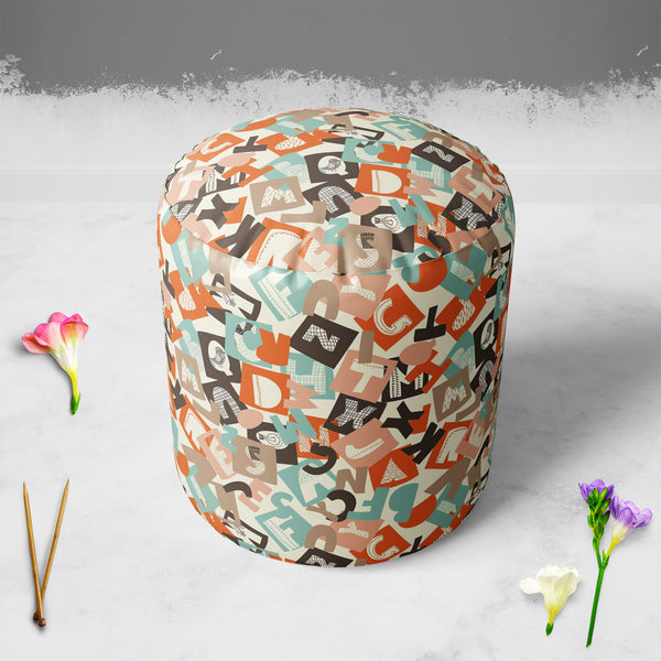 Alphabet Footstool Footrest Puffy Pouffe Ottoman Bean Bag | Canvas Fabric-Footstools-FST_CB_BN-IC 5007265 IC 5007265, Abstract Expressionism, Abstracts, Alphabets, Ancient, Art and Paintings, Black, Black and White, Calligraphy, Decorative, Digital, Digital Art, Drawing, Education, English, Graffiti, Graphic, Historical, Illustrations, Medieval, Patterns, Retro, Schools, Semi Abstract, Signs, Signs and Symbols, Sketches, Symbols, Text, Typography, Universities, Vintage, White, alphabet, puffy, pouffe, ottom