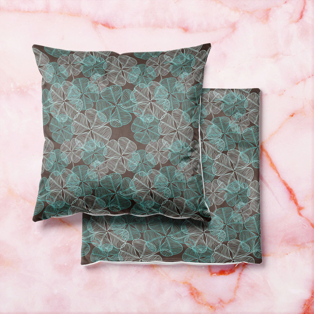 Clover Cushion Cover Throw Pillow-Cushion Covers-CUS_CV-IC 5007267 IC 5007267, Abstract Expressionism, Abstracts, Ancient, Art and Paintings, Black, Black and White, Botanical, Culture, Decorative, Ethnic, Floral, Flowers, Historical, Illustrations, Medieval, Nature, Patterns, Semi Abstract, Traditional, Tribal, Vintage, Wedding, White, Wooden, World Culture, clover, cushion, cover, throw, pillow, pattern, abstract, background, art, backdrop, botany, color, decor, element, fabric, flower, foliage, forest, g