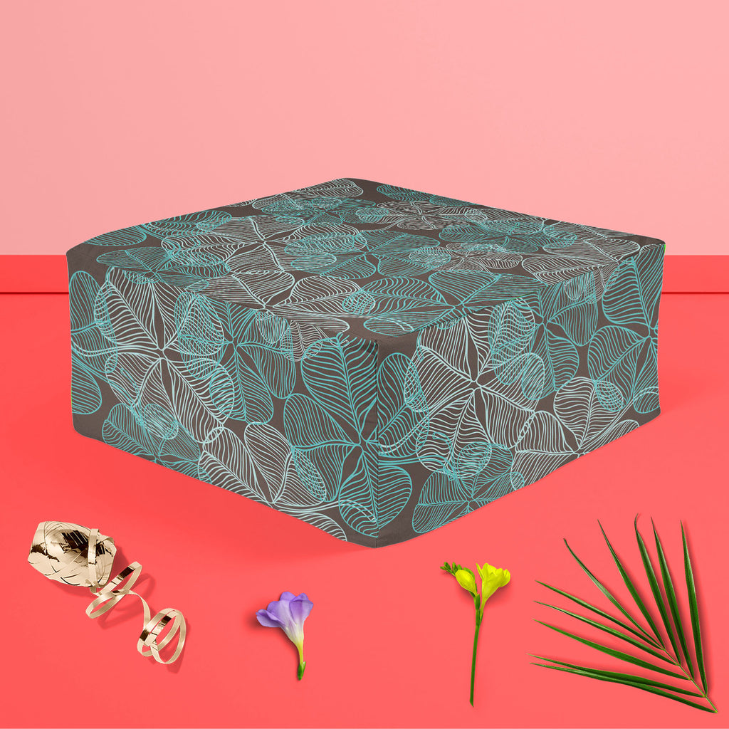 Clover Footstool Footrest Puffy Pouffe Ottoman Bean Bag | Canvas Fabric-Footstools-FST_CB_BN-IC 5007267 IC 5007267, Abstract Expressionism, Abstracts, Ancient, Art and Paintings, Black, Black and White, Botanical, Culture, Decorative, Ethnic, Floral, Flowers, Historical, Illustrations, Medieval, Nature, Patterns, Semi Abstract, Traditional, Tribal, Vintage, Wedding, White, Wooden, World Culture, clover, footstool, footrest, puffy, pouffe, ottoman, bean, bag, canvas, fabric, pattern, abstract, background, ar