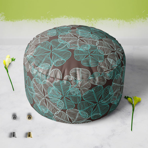 Clover Footstool Footrest Puffy Pouffe Ottoman Bean Bag | Canvas Fabric-Footstools-FST_CB_BN-IC 5007267 IC 5007267, Abstract Expressionism, Abstracts, Ancient, Art and Paintings, Black, Black and White, Botanical, Culture, Decorative, Ethnic, Floral, Flowers, Historical, Illustrations, Medieval, Nature, Patterns, Semi Abstract, Traditional, Tribal, Vintage, Wedding, White, Wooden, World Culture, clover, footstool, footrest, puffy, pouffe, ottoman, bean, bag, floor, cushion, pillow, canvas, fabric, pattern, 