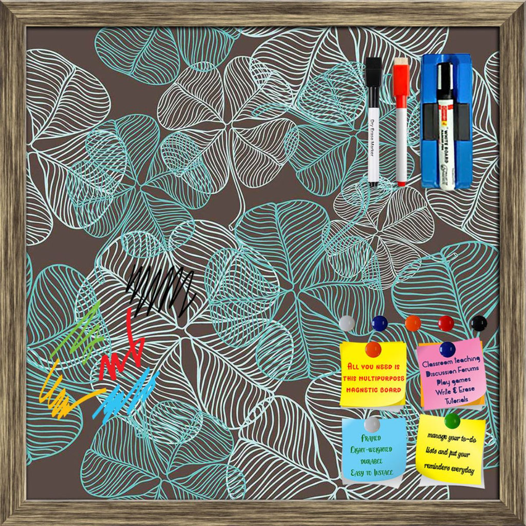 Clover Framed Magnetic Dry Erase Board | Combo with Magnet Buttons & Markers-Magnetic Boards Framed-MGB_FR-IC 5007267 IC 5007267, Abstract Expressionism, Abstracts, Ancient, Art and Paintings, Black, Black and White, Botanical, Culture, Decorative, Ethnic, Floral, Flowers, Historical, Illustrations, Medieval, Nature, Patterns, Semi Abstract, Traditional, Tribal, Vintage, Wedding, White, Wooden, World Culture, clover, framed, magnetic, dry, erase, board, printed, whiteboard, with, 4, magnets, 2, markers, 1, 