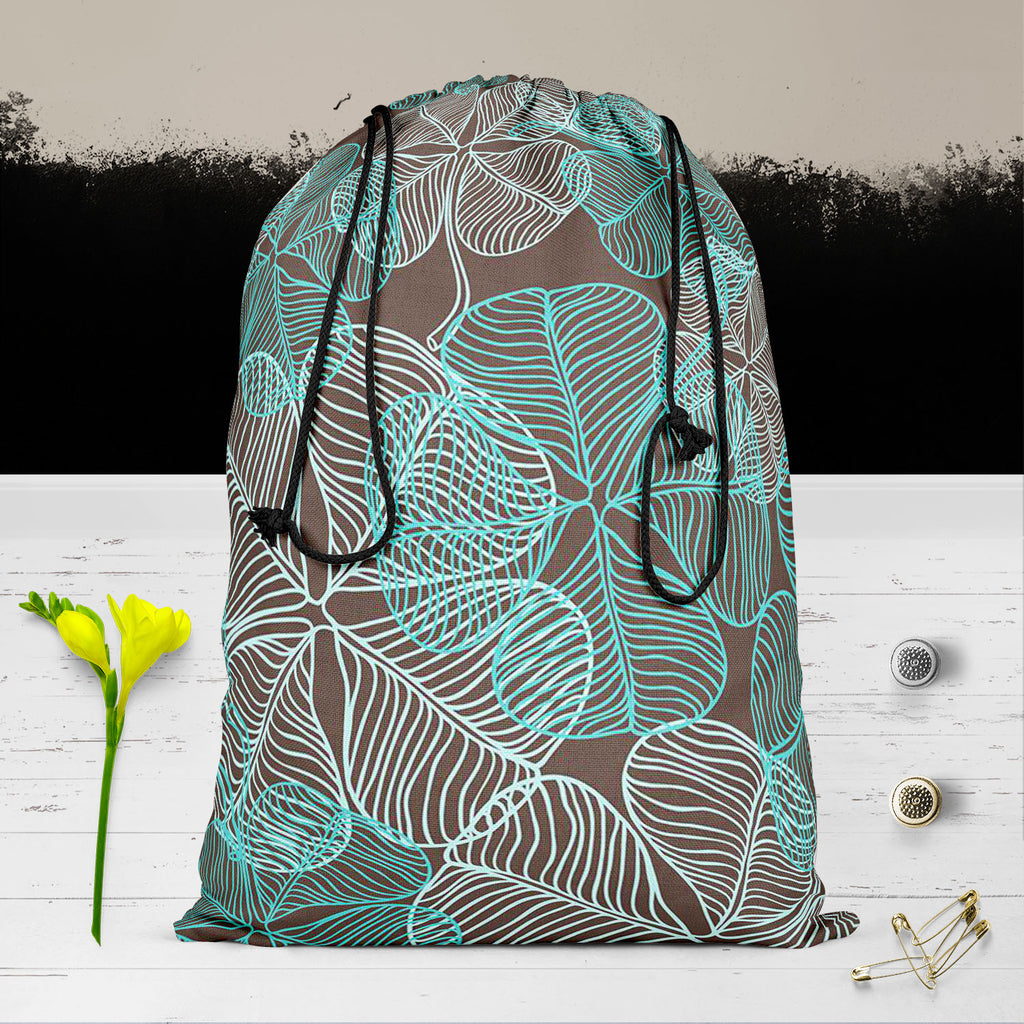 Clover Reusable Sack Bag | Bag for Gym, Storage, Vegetable & Travel-Drawstring Sack Bags-SCK_FB_DS-IC 5007267 IC 5007267, Abstract Expressionism, Abstracts, Ancient, Art and Paintings, Black, Black and White, Botanical, Culture, Decorative, Ethnic, Floral, Flowers, Historical, Illustrations, Medieval, Nature, Patterns, Semi Abstract, Traditional, Tribal, Vintage, Wedding, White, Wooden, World Culture, clover, reusable, sack, bag, for, gym, storage, vegetable, travel, pattern, abstract, background, art, back