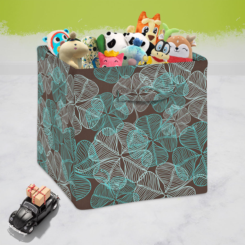 Clover Foldable Open Storage Bin | Organizer Box, Toy Basket, Shelf Box, Laundry Bag | Canvas Fabric-Storage Bins-STR_BI_CB-IC 5007267 IC 5007267, Abstract Expressionism, Abstracts, Ancient, Art and Paintings, Black, Black and White, Botanical, Culture, Decorative, Ethnic, Floral, Flowers, Historical, Illustrations, Medieval, Nature, Patterns, Semi Abstract, Traditional, Tribal, Vintage, Wedding, White, Wooden, World Culture, clover, foldable, open, storage, bin, organizer, box, toy, basket, shelf, laundry,