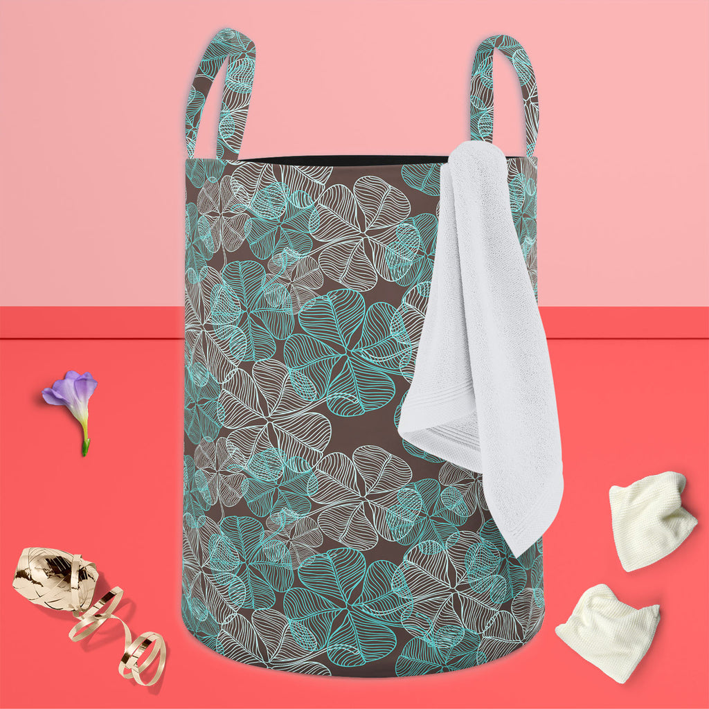 Clover Foldable Open Storage Bin | Organizer Box, Toy Basket, Shelf Box, Laundry Bag | Canvas Fabric-Storage Bins-STR_BI_CB-IC 5007267 IC 5007267, Abstract Expressionism, Abstracts, Ancient, Art and Paintings, Black, Black and White, Botanical, Culture, Decorative, Ethnic, Floral, Flowers, Historical, Illustrations, Medieval, Nature, Patterns, Semi Abstract, Traditional, Tribal, Vintage, Wedding, White, Wooden, World Culture, clover, foldable, open, storage, bin, organizer, box, toy, basket, shelf, laundry,