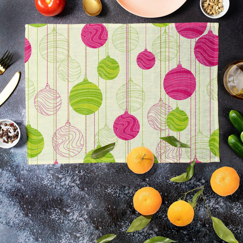 Christmas Balls Table Mat Placemat-Table Place Mats Fabric-MAT_TB-IC 5007271 IC 5007271, Abstract Expressionism, Abstracts, Ancient, Animated Cartoons, Art and Paintings, Books, Caricature, Cartoons, Christianity, Digital, Digital Art, Drawing, Festivals and Occasions, Festive, Graphic, Historical, Holidays, Illustrations, Medieval, Patterns, Retro, Seasons, Semi Abstract, Signs, Signs and Symbols, Vintage, christmas, balls, table, mat, placemat, tree, abstract, art, background, ball, bauble, border, card, 