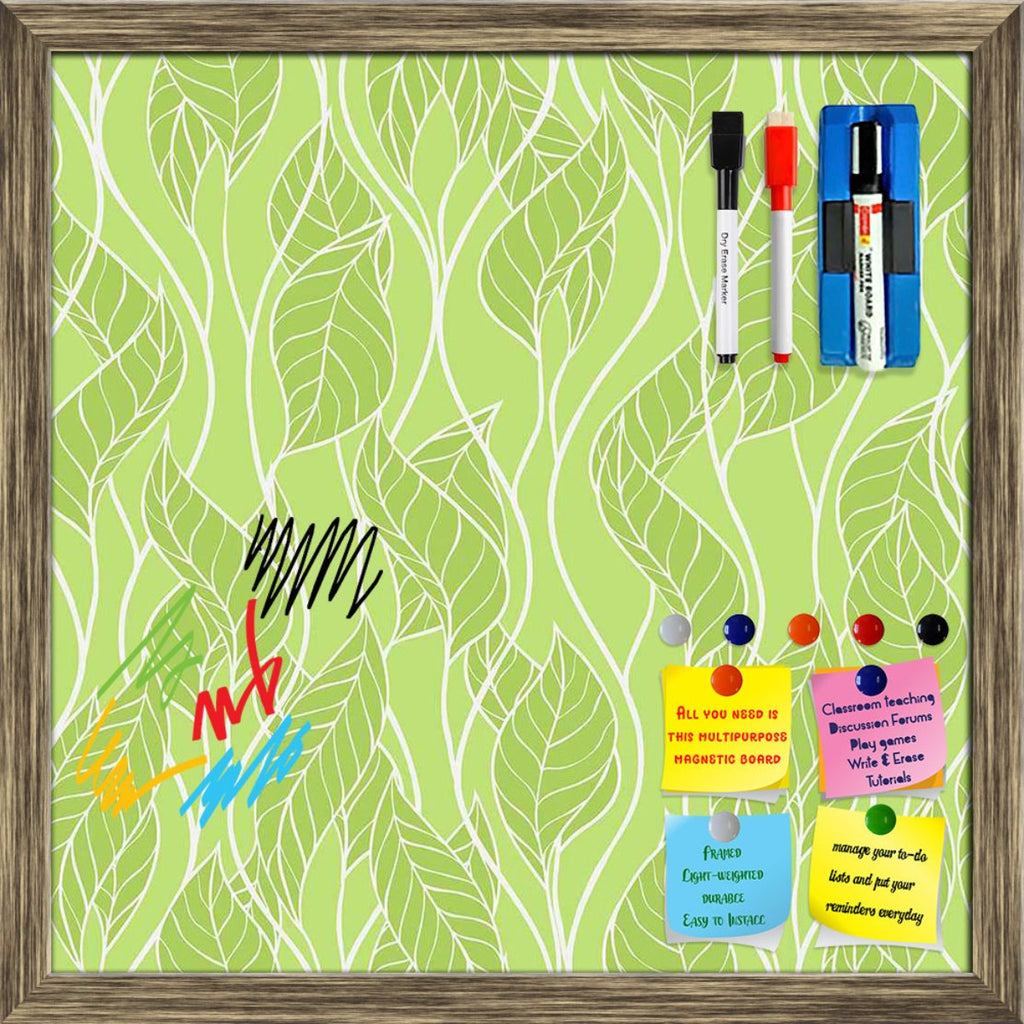 Spring Leaves Framed Magnetic Dry Erase Board | Combo with Magnet Buttons & Markers-Magnetic Boards Framed-MGB_FR-IC 5007272 IC 5007272, Abstract Expressionism, Abstracts, Ancient, Art and Paintings, Black, Black and White, Botanical, Decorative, Fashion, Floral, Flowers, Historical, Illustrations, Medieval, Nature, Patterns, Retro, Scenic, Seasons, Semi Abstract, Vintage, spring, leaves, framed, magnetic, dry, erase, board, printed, whiteboard, with, 4, magnets, 2, markers, 1, duster, pattern, leaf, seamle