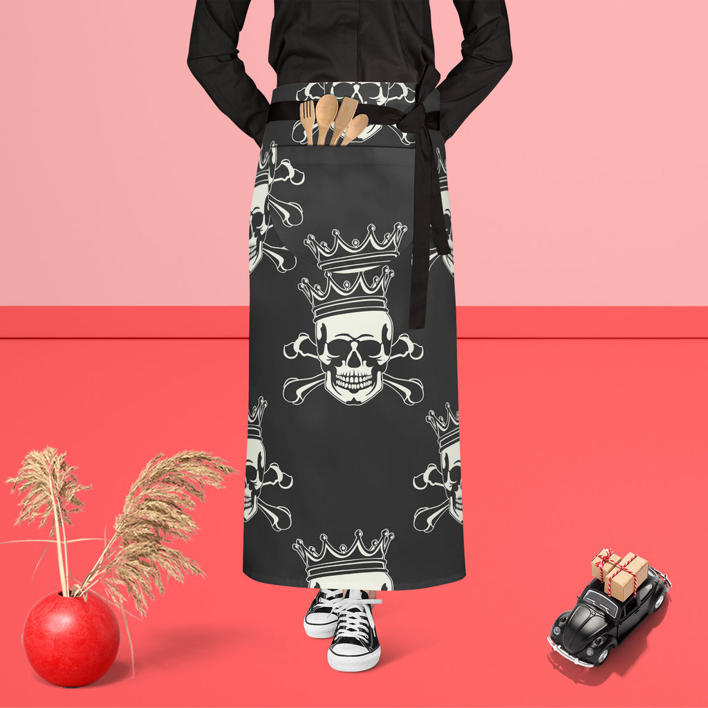 Crown Skull Apron | Adjustable, Free Size & Waist Tiebacks-Aprons Waist to Feet-APR_WS_FT-IC 5007279 IC 5007279, Ancient, Animated Cartoons, Art and Paintings, Black, Black and White, Caricature, Cartoons, Fashion, Historical, Icons, Illustrations, Love, Medieval, Patterns, Romance, Signs, Signs and Symbols, Symbols, Vintage, crown, skull, apron, adjustable, free, size, waist, tiebacks, pattern, seamless, skulls, calavera, with, art, backgrounds, bone, cartoon, castle, decoration, element, fabric, history, 