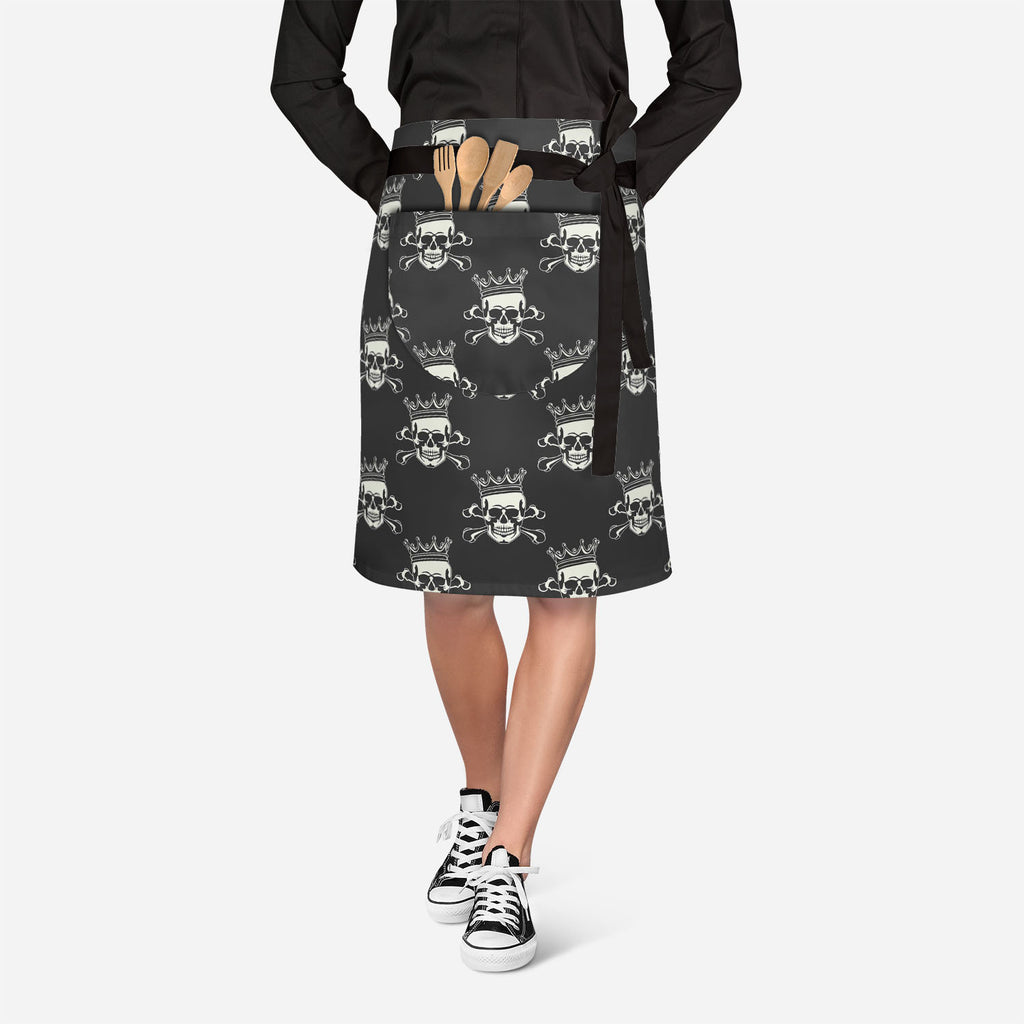 Crown Skull Apron | Adjustable, Free Size & Waist Tiebacks-Apron Waist to Feet-APR_WS_KN-IC 5007279 IC 5007279, Ancient, Animated Cartoons, Art and Paintings, Black, Black and White, Caricature, Cartoons, Fashion, Historical, Icons, Illustrations, Love, Medieval, Patterns, Romance, Signs, Signs and Symbols, Symbols, Vintage, crown, skull, apron, adjustable, free, size, waist, tiebacks, pattern, seamless, skulls, calavera, with, art, backgrounds, bone, cartoon, castle, decoration, element, fabric, history, i