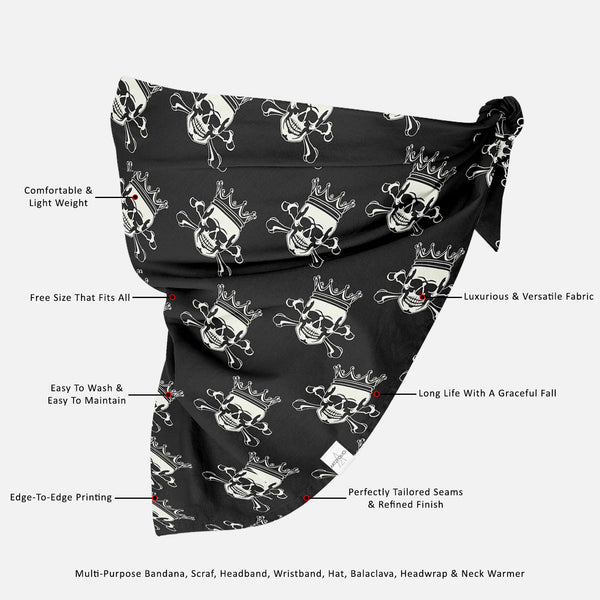 Crown Skull Printed Bandana | Headband Headwear Wristband Balaclava | Unisex | Soft Poly Fabric-Bandanas-BND_FB_BS-IC 5007279 IC 5007279, Ancient, Animated Cartoons, Art and Paintings, Black, Black and White, Caricature, Cartoons, Fashion, Historical, Icons, Illustrations, Love, Medieval, Patterns, Romance, Signs, Signs and Symbols, Symbols, Vintage, crown, skull, printed, bandana, headband, headwear, wristband, balaclava, unisex, soft, poly, fabric, pattern, seamless, skulls, calavera, with, art, backgroun