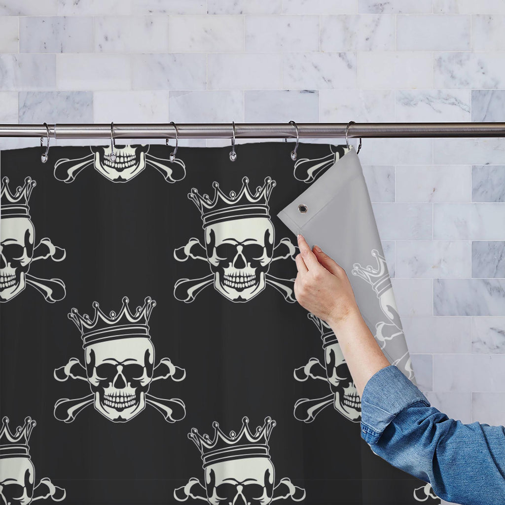 Crown Skull Washable Waterproof Shower Curtain-Shower Curtains-CUR_SH-IC 5007279 IC 5007279, Ancient, Animated Cartoons, Art and Paintings, Black, Black and White, Caricature, Cartoons, Fashion, Historical, Icons, Illustrations, Love, Medieval, Patterns, Romance, Signs, Signs and Symbols, Symbols, Vintage, crown, skull, washable, waterproof, shower, curtain, pattern, seamless, skulls, calavera, with, art, backgrounds, bone, cartoon, castle, decoration, element, fabric, history, icon, illustration, image, im