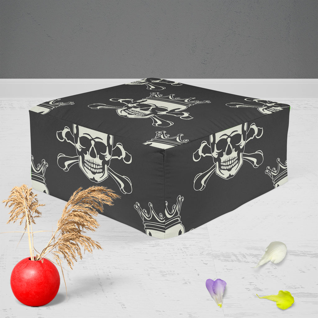 Crown Skull Footstool Footrest Puffy Pouffe Ottoman Bean Bag | Canvas Fabric-Footstools-FST_CB_BN-IC 5007279 IC 5007279, Ancient, Animated Cartoons, Art and Paintings, Black, Black and White, Caricature, Cartoons, Fashion, Historical, Icons, Illustrations, Love, Medieval, Patterns, Romance, Signs, Signs and Symbols, Symbols, Vintage, crown, skull, footstool, footrest, puffy, pouffe, ottoman, bean, bag, canvas, fabric, pattern, seamless, skulls, calavera, with, art, backgrounds, bone, cartoon, castle, decora