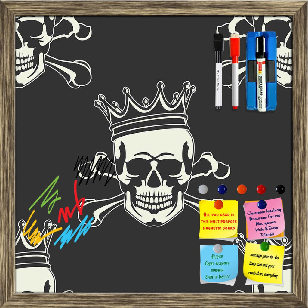 Crown Skull Framed Magnetic Dry Erase Board | Combo with Magnet Buttons & Markers-Magnetic Boards Framed-MGB_FR-IC 5007279 IC 5007279, Ancient, Animated Cartoons, Art and Paintings, Black, Black and White, Caricature, Cartoons, Fashion, Historical, Icons, Illustrations, Love, Medieval, Patterns, Romance, Signs, Signs and Symbols, Symbols, Vintage, crown, skull, framed, magnetic, dry, erase, board, printed, whiteboard, with, 4, magnets, 2, markers, 1, duster, pattern, seamless, skulls, calavera, art, backgro