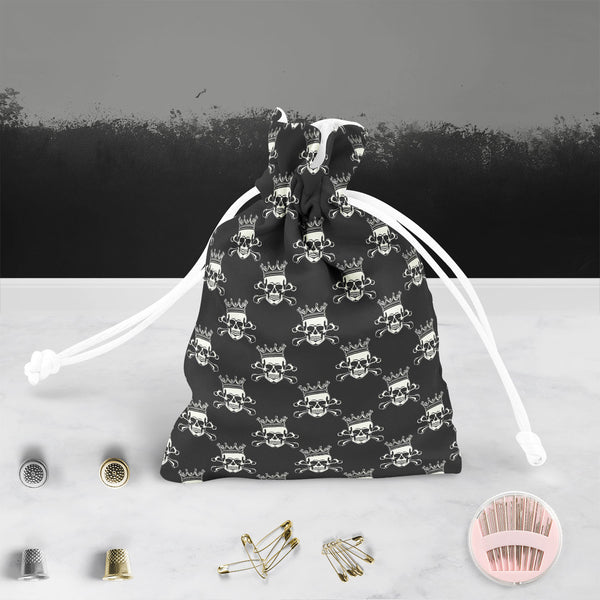 Crown Skull Pouch Wrist Potli Bag | Bag for Weddings & Casual Parties-Drawstring Pouches-PCH_FB_DS-IC 5007279 IC 5007279, Ancient, Animated Cartoons, Art and Paintings, Black, Black and White, Caricature, Cartoons, Fashion, Historical, Icons, Illustrations, Love, Medieval, Patterns, Romance, Signs, Signs and Symbols, Symbols, Vintage, crown, skull, pouch, wrist, potli, bag, for, weddings, casual, parties, cotton, canvas, fabric, pattern, seamless, skulls, calavera, with, art, backgrounds, bone, cartoon, cas