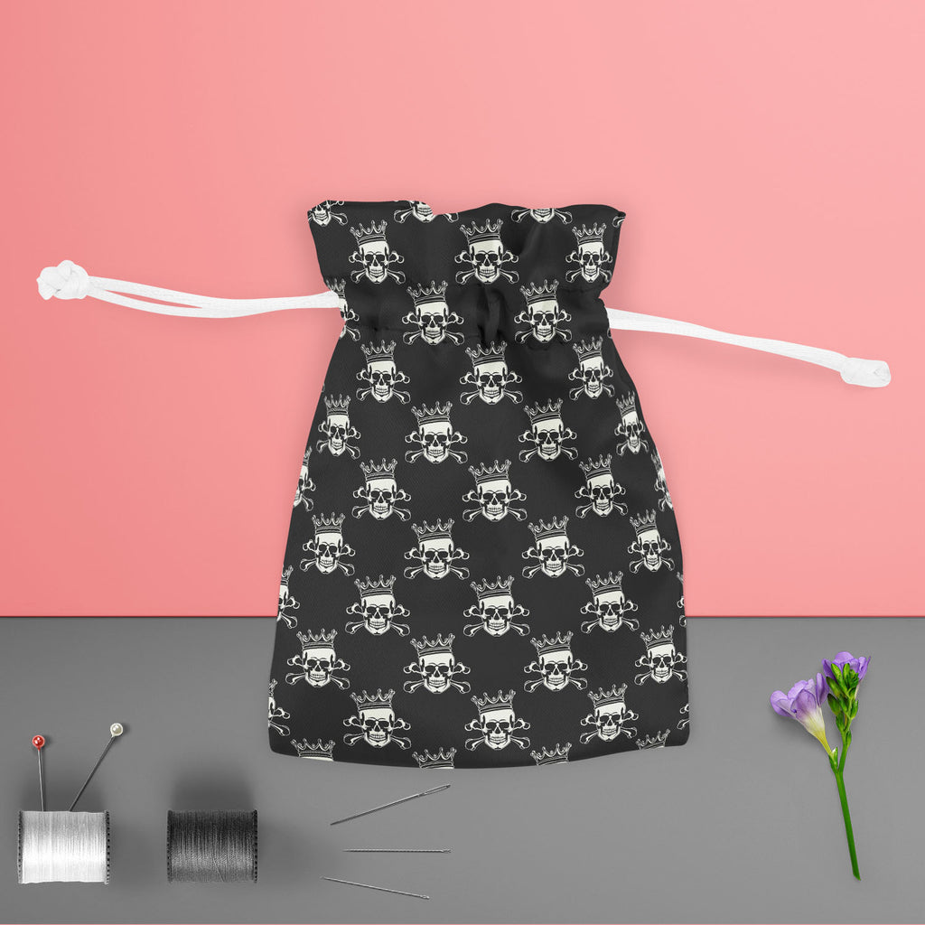 Crown Skull Pouch Wrist Potli Bag | Bag for Weddings & Casual Parties-Drawstring Pouches-PCH_FB_DS-IC 5007279 IC 5007279, Ancient, Animated Cartoons, Art and Paintings, Black, Black and White, Caricature, Cartoons, Fashion, Historical, Icons, Illustrations, Love, Medieval, Patterns, Romance, Signs, Signs and Symbols, Symbols, Vintage, crown, skull, pouch, wrist, potli, bag, for, weddings, casual, parties, pattern, seamless, skulls, calavera, with, art, backgrounds, bone, cartoon, castle, decoration, element