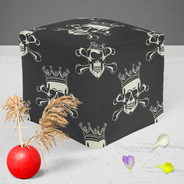 Crown Skull Footstool Footrest Puffy Pouffe Ottoman Bean Bag | Canvas Fabric-Footstools-FST_CB_BN-IC 5007279 IC 5007279, Ancient, Animated Cartoons, Art and Paintings, Black, Black and White, Caricature, Cartoons, Fashion, Historical, Icons, Illustrations, Love, Medieval, Patterns, Romance, Signs, Signs and Symbols, Symbols, Vintage, crown, skull, puffy, pouffe, ottoman, footstool, footrest, bean, bag, canvas, fabric, pattern, seamless, skulls, calavera, with, art, backgrounds, bone, cartoon, castle, decora