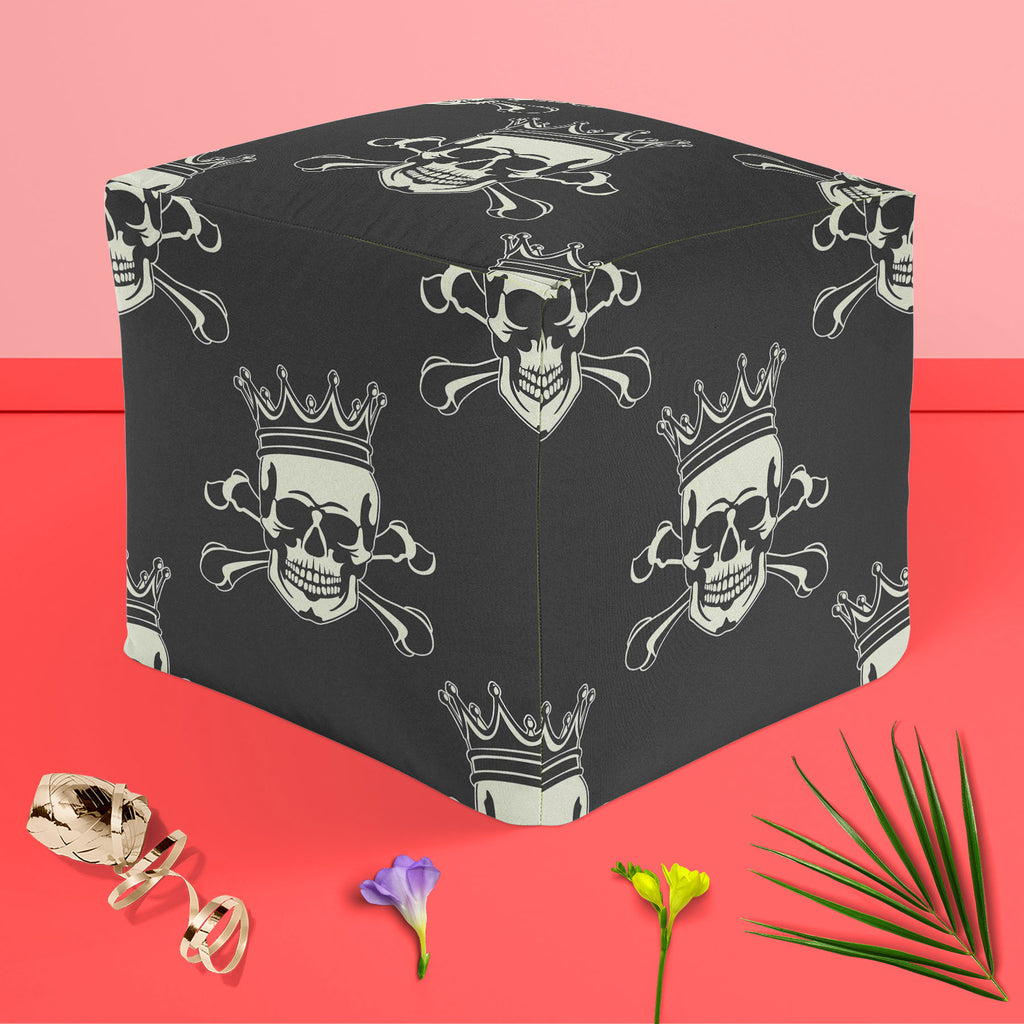Crown Skull Footstool Footrest Puffy Pouffe Ottoman Bean Bag | Canvas Fabric-Footstools-FST_CB_BN-IC 5007279 IC 5007279, Ancient, Animated Cartoons, Art and Paintings, Black, Black and White, Caricature, Cartoons, Fashion, Historical, Icons, Illustrations, Love, Medieval, Patterns, Romance, Signs, Signs and Symbols, Symbols, Vintage, crown, skull, footstool, footrest, puffy, pouffe, ottoman, bean, bag, canvas, fabric, pattern, seamless, skulls, calavera, with, art, backgrounds, bone, cartoon, castle, decora
