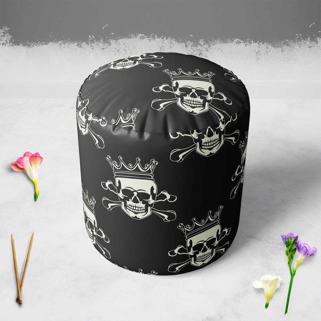 Crown Skull Footstool Footrest Puffy Pouffe Ottoman Bean Bag | Canvas Fabric-Footstools-FST_CB_BN-IC 5007279 IC 5007279, Ancient, Animated Cartoons, Art and Paintings, Black, Black and White, Caricature, Cartoons, Fashion, Historical, Icons, Illustrations, Love, Medieval, Patterns, Romance, Signs, Signs and Symbols, Symbols, Vintage, crown, skull, footstool, footrest, puffy, pouffe, ottoman, bean, bag, canvas, fabric, pattern, seamless, skulls, calavera, with, art, backgrounds, bone, cartoon, castle, decora