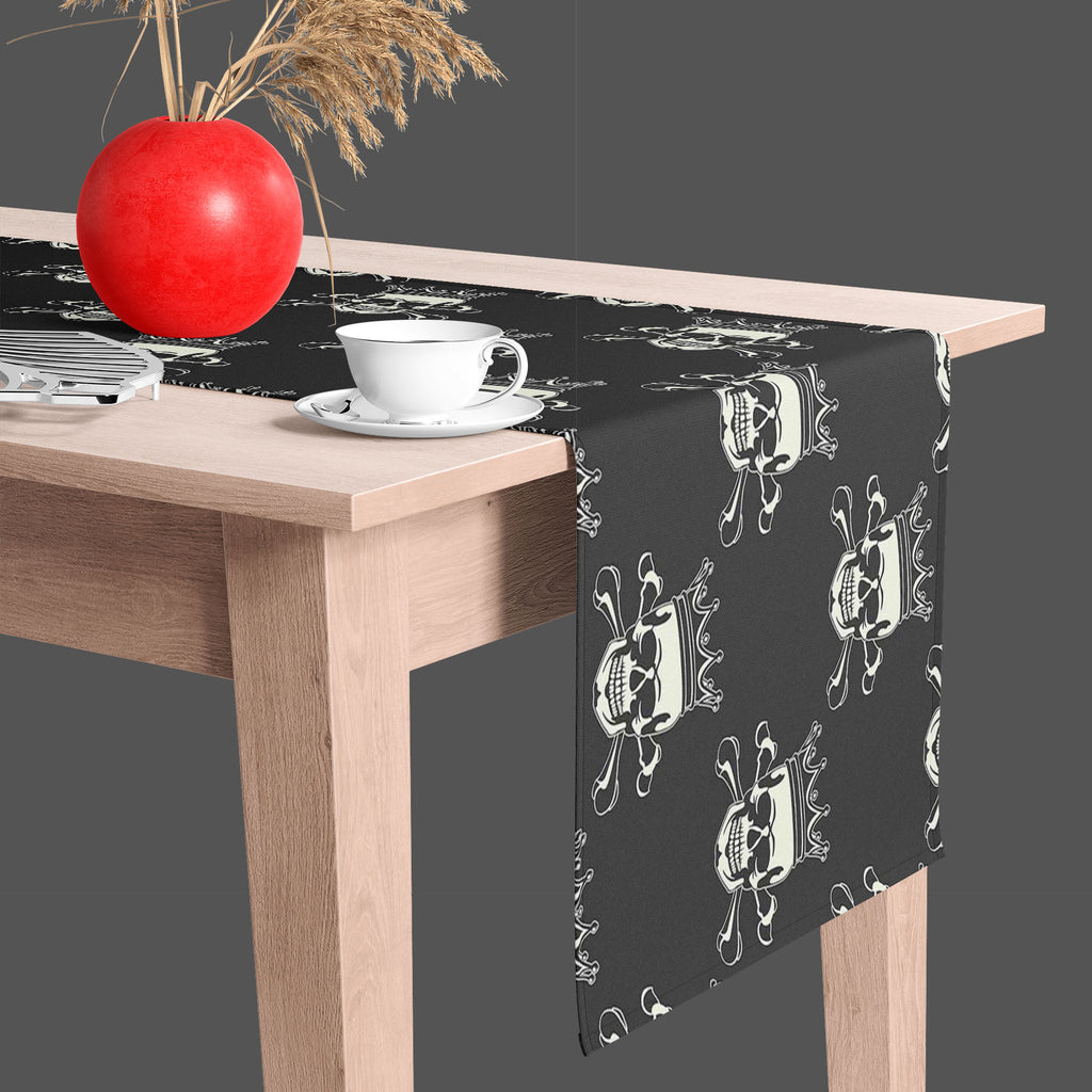 Crown Skull Table Runner-Table Runners-RUN_TB-IC 5007279 IC 5007279, Ancient, Animated Cartoons, Art and Paintings, Black, Black and White, Caricature, Cartoons, Fashion, Historical, Icons, Illustrations, Love, Medieval, Patterns, Romance, Signs, Signs and Symbols, Symbols, Vintage, crown, skull, table, runner, pattern, seamless, skulls, calavera, with, art, backgrounds, bone, cartoon, castle, decoration, element, fabric, history, icon, illustration, image, imagery, jolly, leaf, objects, power, sign, silhou
