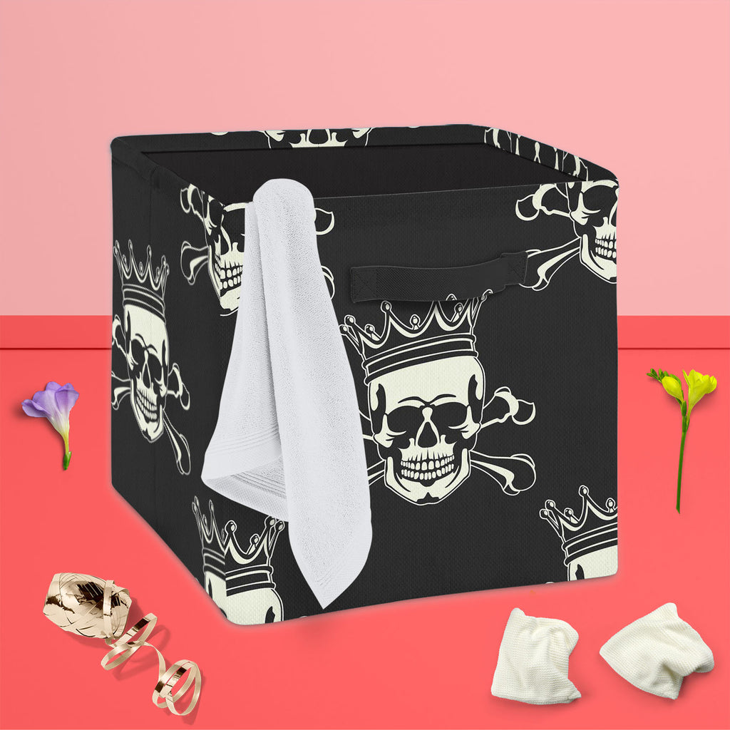 Crown Skull Foldable Open Storage Bin | Organizer Box, Toy Basket, Shelf Box, Laundry Bag | Canvas Fabric-Storage Bins-STR_BI_CB-IC 5007279 IC 5007279, Ancient, Animated Cartoons, Art and Paintings, Black, Black and White, Caricature, Cartoons, Fashion, Historical, Icons, Illustrations, Love, Medieval, Patterns, Romance, Signs, Signs and Symbols, Symbols, Vintage, crown, skull, foldable, open, storage, bin, organizer, box, toy, basket, shelf, laundry, bag, canvas, fabric, pattern, seamless, skulls, calavera