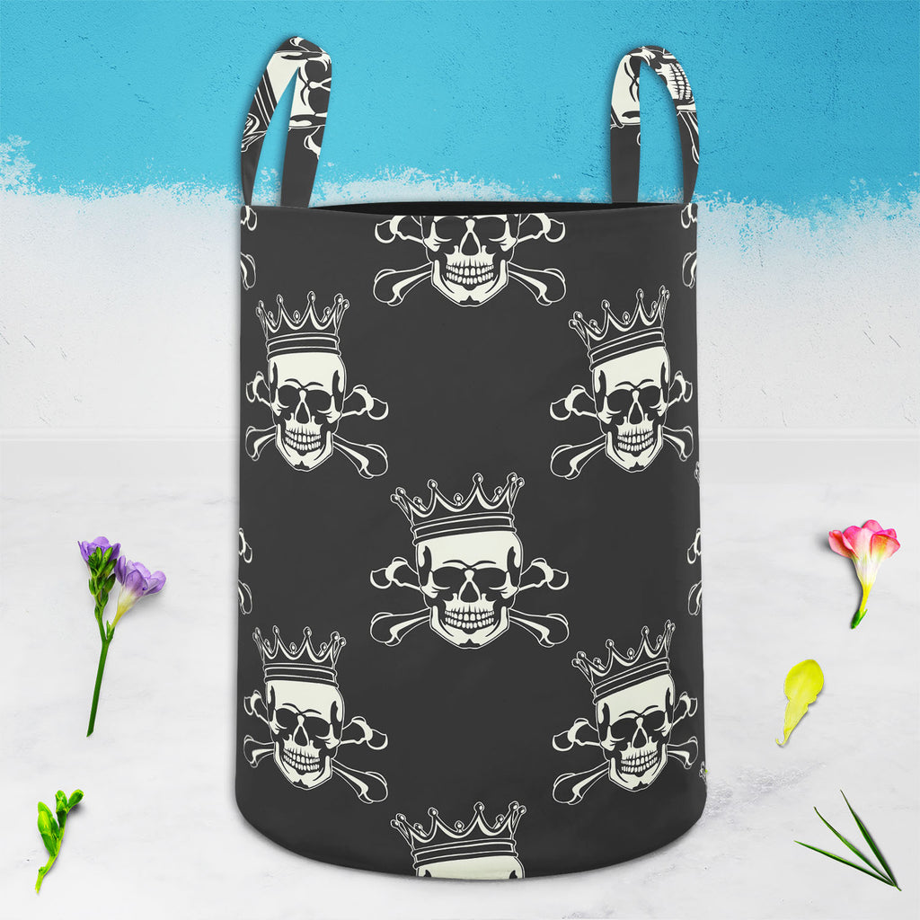 Crown Skull Foldable Open Storage Bin | Organizer Box, Toy Basket, Shelf Box, Laundry Bag | Canvas Fabric-Storage Bins-STR_BI_CB-IC 5007279 IC 5007279, Ancient, Animated Cartoons, Art and Paintings, Black, Black and White, Caricature, Cartoons, Fashion, Historical, Icons, Illustrations, Love, Medieval, Patterns, Romance, Signs, Signs and Symbols, Symbols, Vintage, crown, skull, foldable, open, storage, bin, organizer, box, toy, basket, shelf, laundry, bag, canvas, fabric, pattern, seamless, skulls, calavera