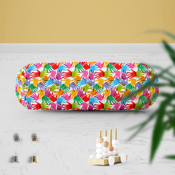 Handprint Bolster Cover Booster Cases | Concealed Zipper Opening-Bolster Covers-BOL_CV_ZP-IC 5007280 IC 5007280, Abstract Expressionism, Abstracts, Baby, Black and White, Business, Children, Kids, Patterns, People, Retro, Semi Abstract, Signs, Signs and Symbols, Symbols, White, handprint, bolster, cover, booster, cases, zipper, opening, poly, cotton, fabric, abstract, background, child, collection, color, colorful, concept, cooperation, design, dirty, finger, fingerprint, freedom, group, hand, print, handsh