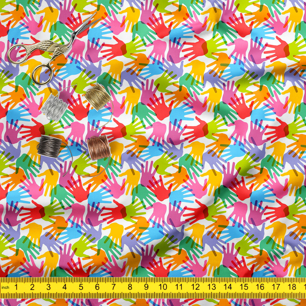 Handprint Upholstery Fabric by Metre | For Sofa, Curtains, Cushions, Furnishing, Craft, Dress Material-Upholstery Fabrics-FAB_RW-IC 5007280 IC 5007280, Abstract Expressionism, Abstracts, Baby, Black and White, Business, Children, Kids, Patterns, People, Retro, Semi Abstract, Signs, Signs and Symbols, Symbols, White, handprint, upholstery, fabric, by, metre, for, sofa, curtains, cushions, furnishing, craft, dress, material, abstract, background, child, collection, color, colorful, concept, cooperation, desig