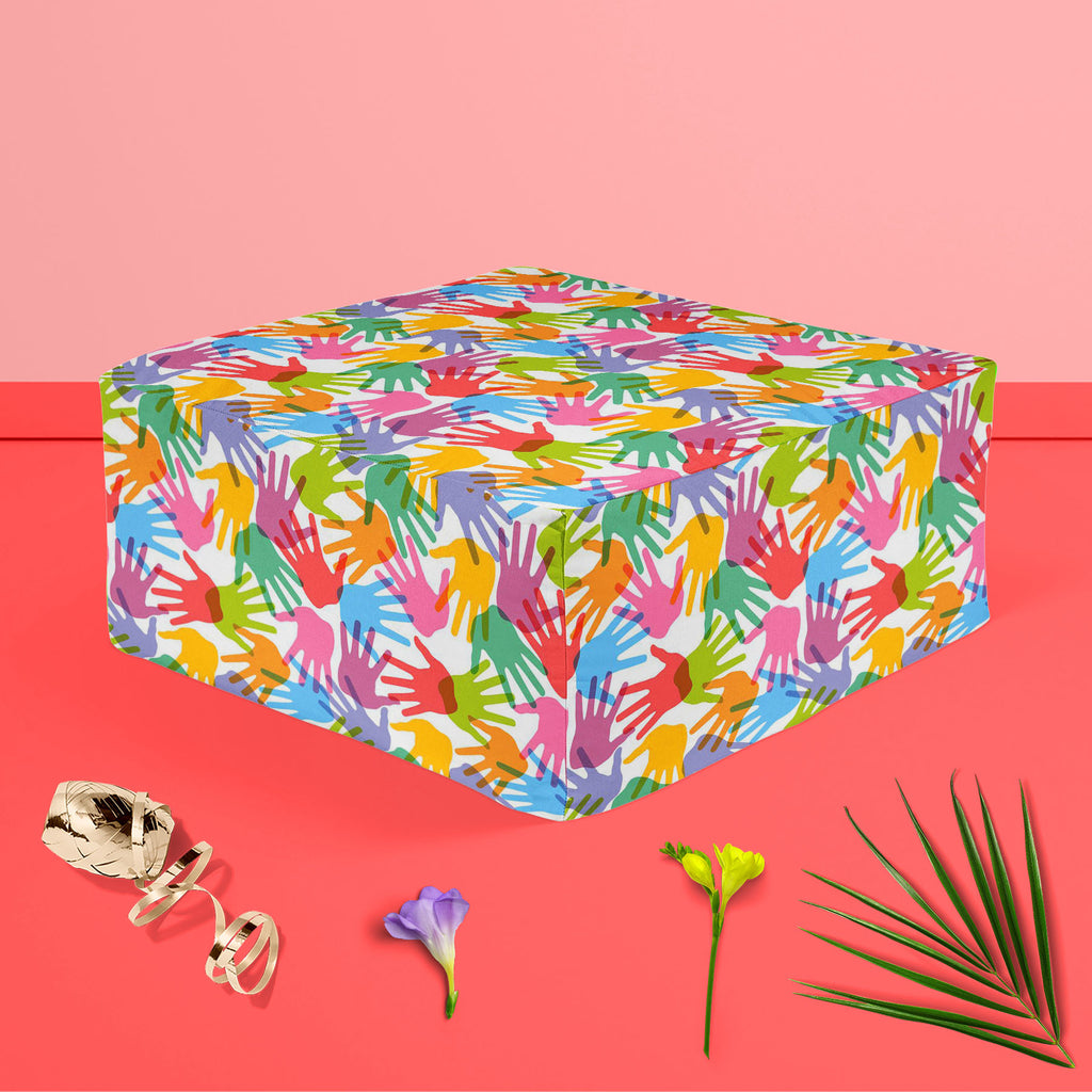 Handprint Footstool Footrest Puffy Pouffe Ottoman Bean Bag | Canvas Fabric-Footstools-FST_CB_BN-IC 5007280 IC 5007280, Abstract Expressionism, Abstracts, Baby, Black and White, Business, Children, Kids, Patterns, People, Retro, Semi Abstract, Signs, Signs and Symbols, Symbols, White, handprint, footstool, footrest, puffy, pouffe, ottoman, bean, bag, canvas, fabric, abstract, background, child, collection, color, colorful, concept, cooperation, design, dirty, finger, fingerprint, freedom, group, hand, print,