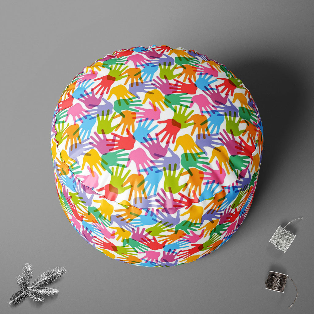 Handprint Footstool Footrest Puffy Pouffe Ottoman Bean Bag | Canvas Fabric-Footstools-FST_CB_BN-IC 5007280 IC 5007280, Abstract Expressionism, Abstracts, Baby, Black and White, Business, Children, Kids, Patterns, People, Retro, Semi Abstract, Signs, Signs and Symbols, Symbols, White, handprint, footstool, footrest, puffy, pouffe, ottoman, bean, bag, canvas, fabric, abstract, background, child, collection, color, colorful, concept, cooperation, design, dirty, finger, fingerprint, freedom, group, hand, print,