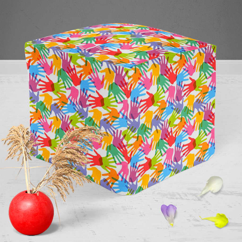 Handprint Footstool Footrest Puffy Pouffe Ottoman Bean Bag | Canvas Fabric-Footstools-FST_CB_BN-IC 5007280 IC 5007280, Abstract Expressionism, Abstracts, Baby, Black and White, Business, Children, Kids, Patterns, People, Retro, Semi Abstract, Signs, Signs and Symbols, Symbols, White, handprint, footstool, footrest, puffy, pouffe, ottoman, bean, bag, canvas, fabric, abstract, background, child, collection, color, colorful, concept, cooperation, design, dirty, finger, fingerprint, freedom, group, hand, print,